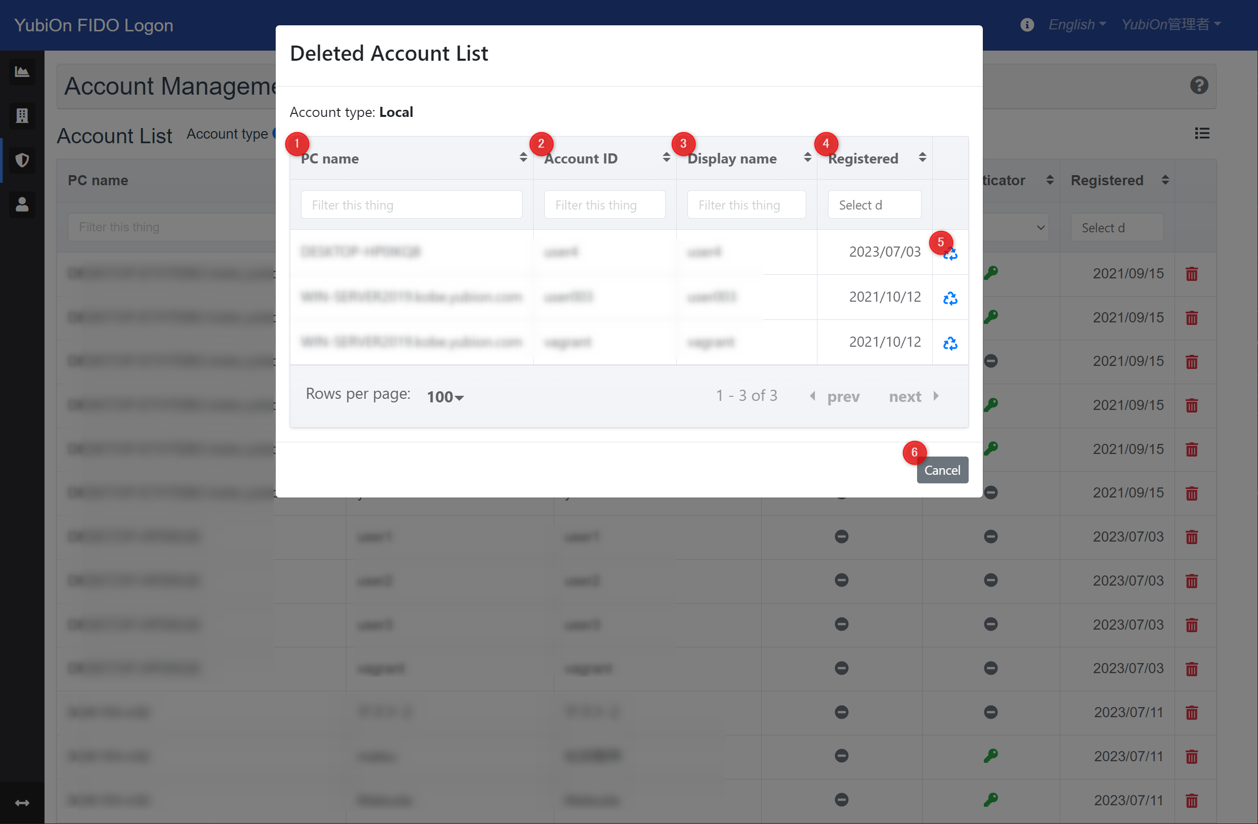 Deleted Account List