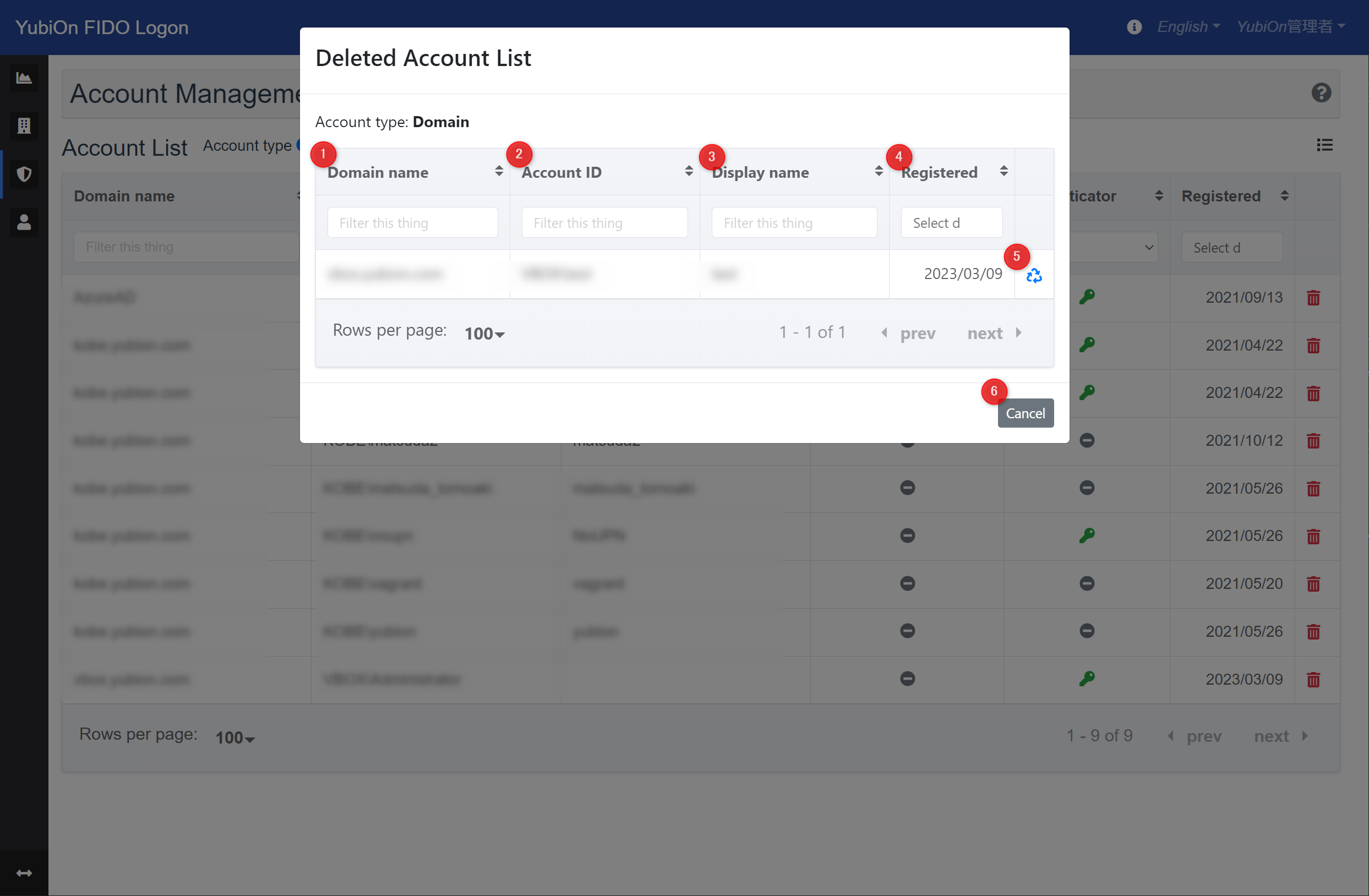 Deleted Account List