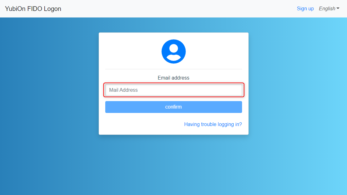 Login screen