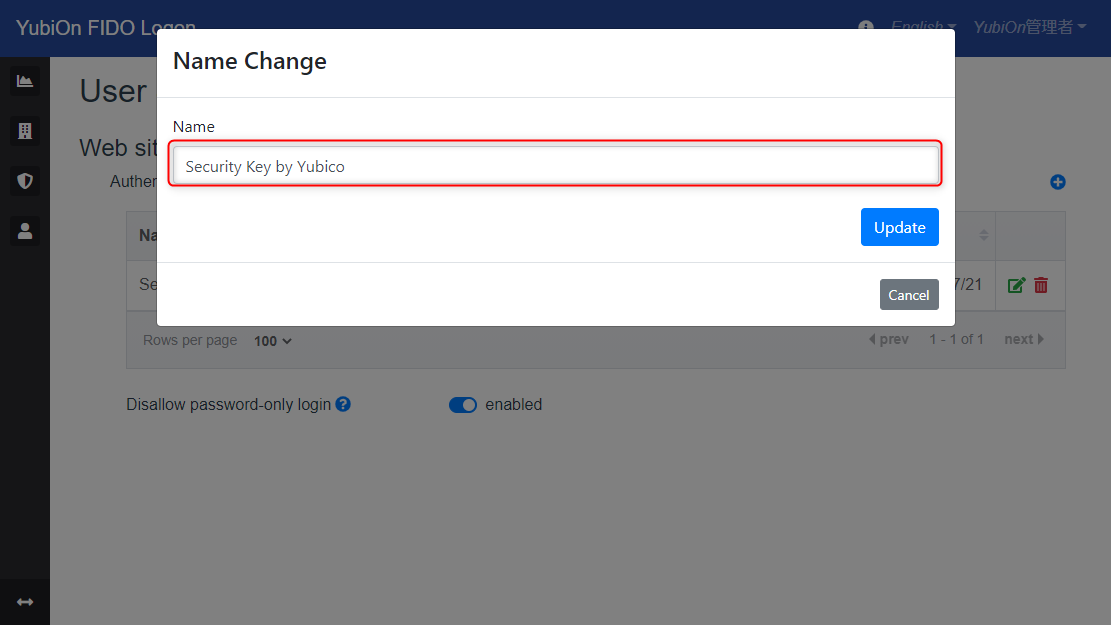 User settings